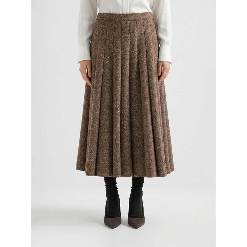 Brunello Cucinelli Women Pleated Wool Blend Full Midi Skirt Brunello Cucinelli